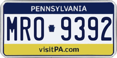 PA license plate MRO9392