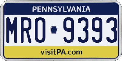 PA license plate MRO9393
