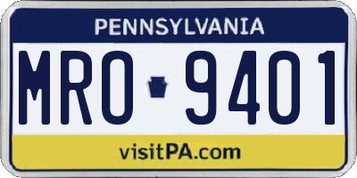 PA license plate MRO9401