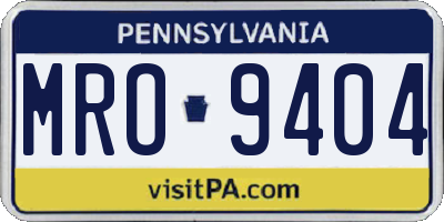 PA license plate MRO9404