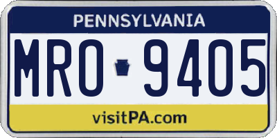 PA license plate MRO9405
