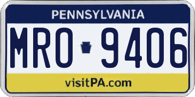 PA license plate MRO9406