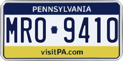 PA license plate MRO9410