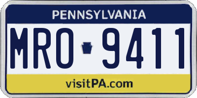 PA license plate MRO9411