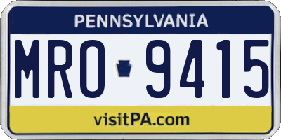 PA license plate MRO9415