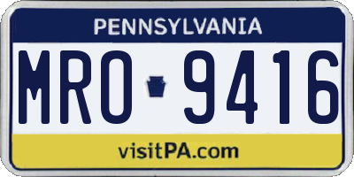PA license plate MRO9416
