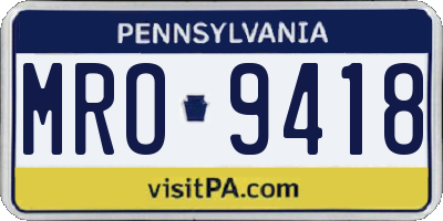 PA license plate MRO9418