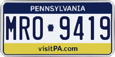 PA license plate MRO9419