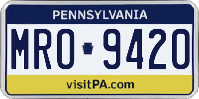 PA license plate MRO9420