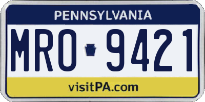 PA license plate MRO9421