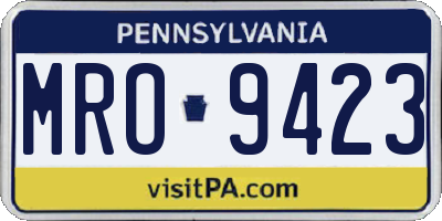 PA license plate MRO9423