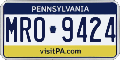 PA license plate MRO9424