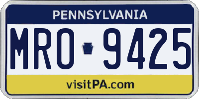 PA license plate MRO9425