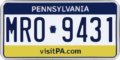 PA license plate MRO9431