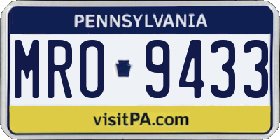 PA license plate MRO9433
