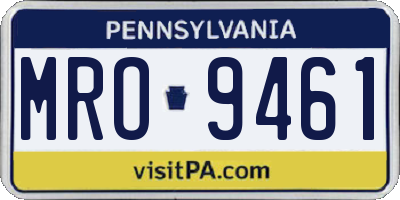 PA license plate MRO9461