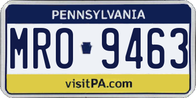 PA license plate MRO9463
