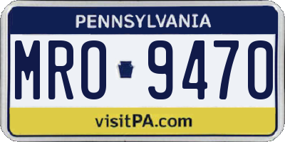 PA license plate MRO9470