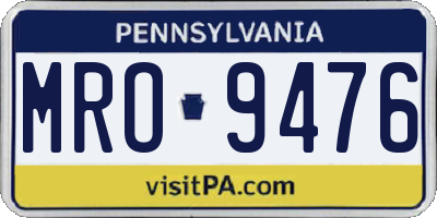 PA license plate MRO9476