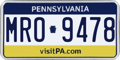 PA license plate MRO9478