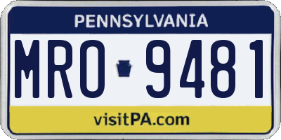 PA license plate MRO9481