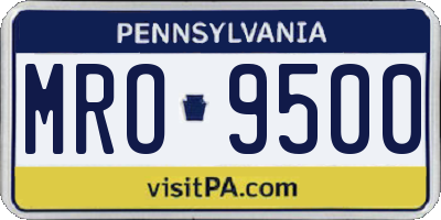 PA license plate MRO9500