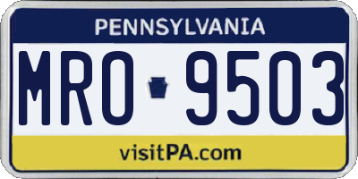 PA license plate MRO9503