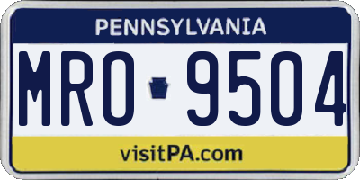 PA license plate MRO9504