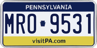 PA license plate MRO9531
