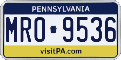 PA license plate MRO9536
