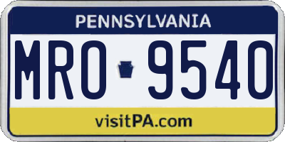 PA license plate MRO9540