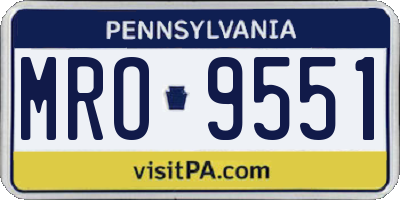 PA license plate MRO9551