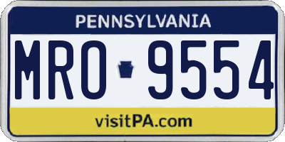 PA license plate MRO9554