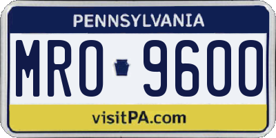 PA license plate MRO9600