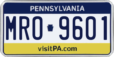 PA license plate MRO9601
