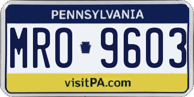 PA license plate MRO9603