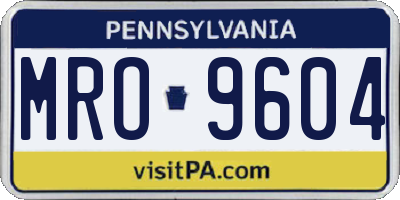PA license plate MRO9604
