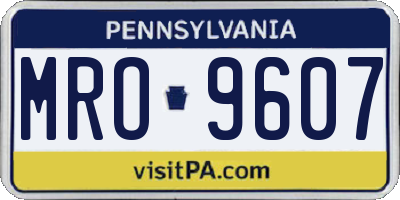PA license plate MRO9607