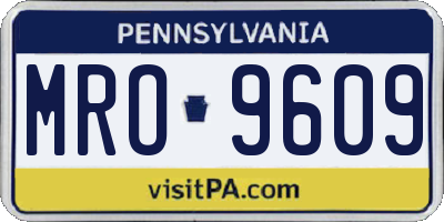 PA license plate MRO9609