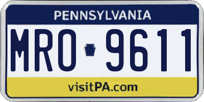 PA license plate MRO9611