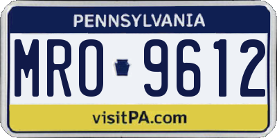 PA license plate MRO9612