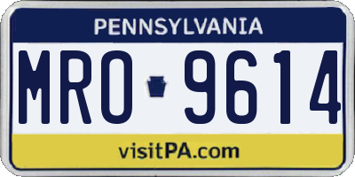 PA license plate MRO9614