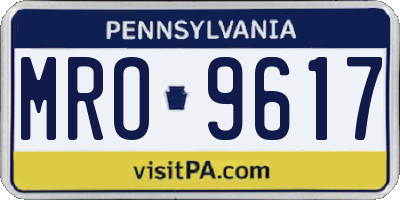 PA license plate MRO9617