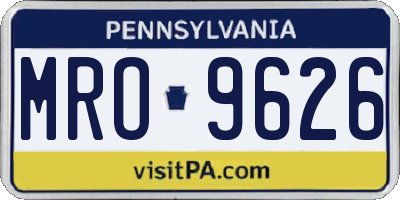PA license plate MRO9626