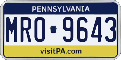 PA license plate MRO9643