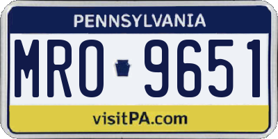 PA license plate MRO9651