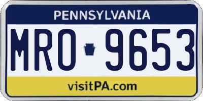 PA license plate MRO9653