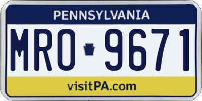 PA license plate MRO9671