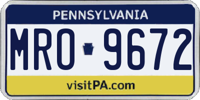 PA license plate MRO9672