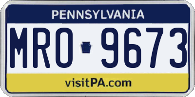 PA license plate MRO9673